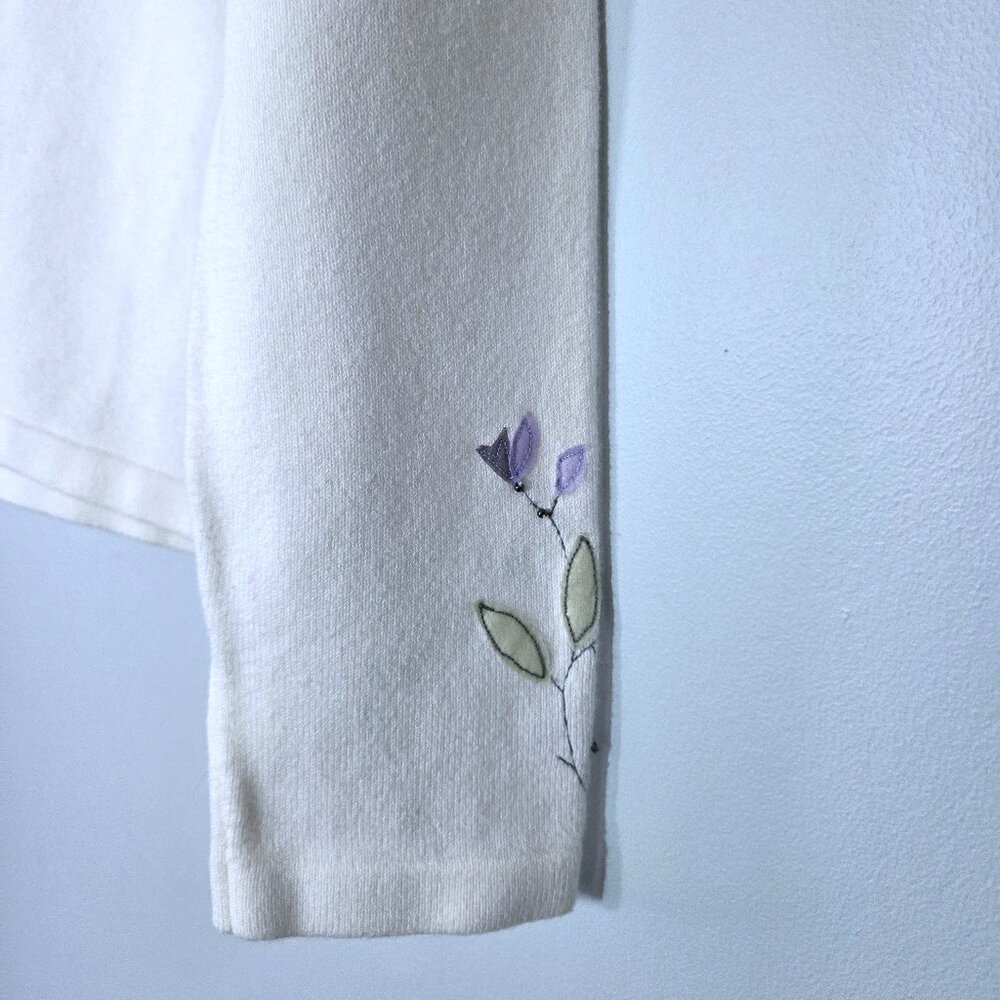 Gap Off White Embroidered Cardigan Sweater Size M - Picture 3 of 3